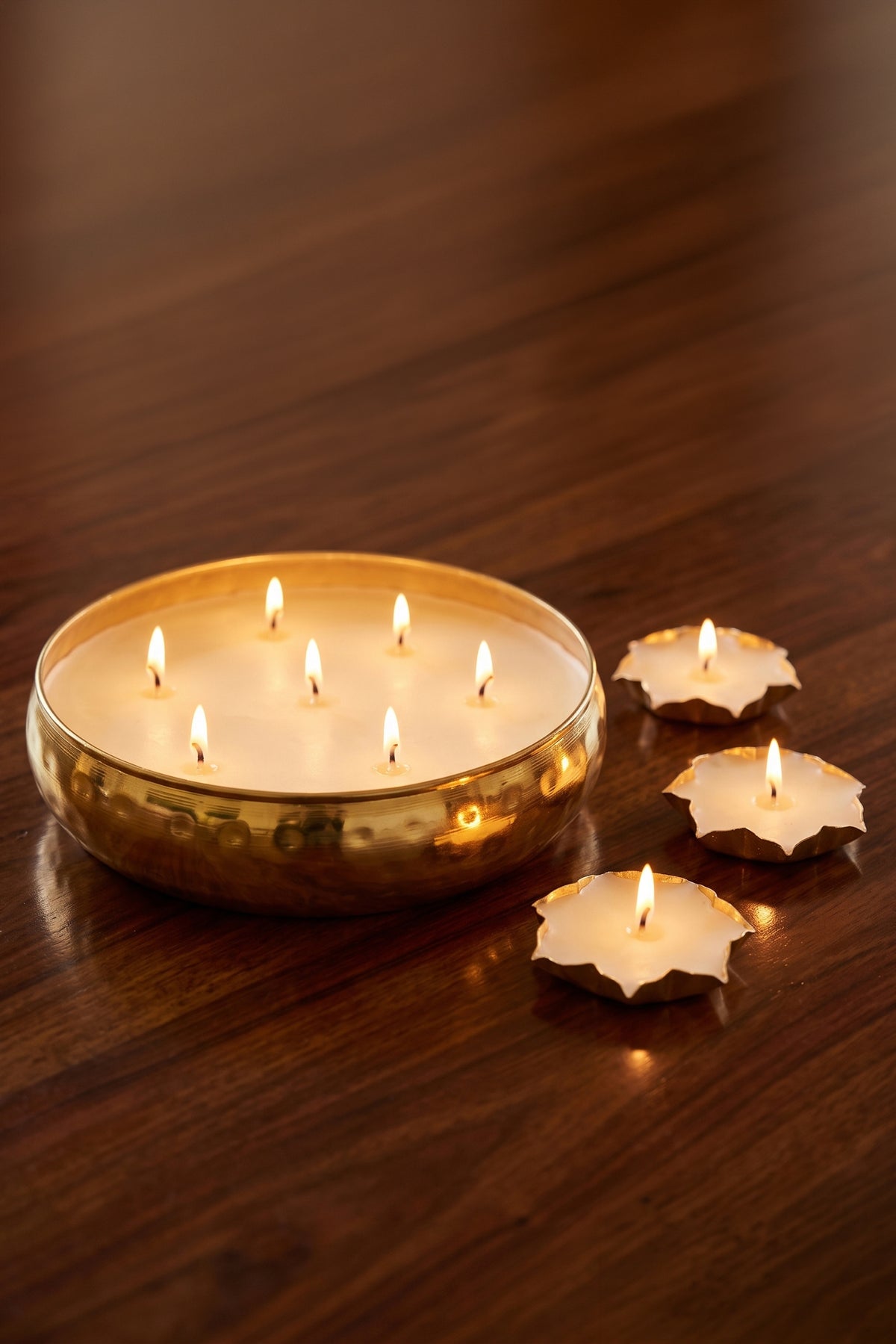 Scented Urli & Lotus Diya Candles Set of 4