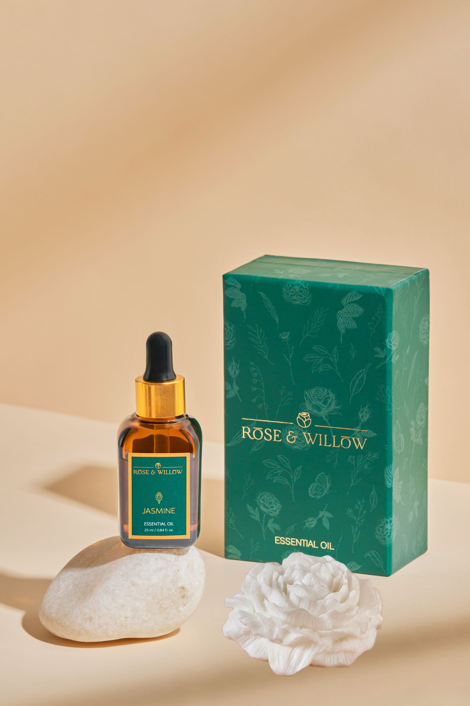 Jasmine Essential Oil with a Ceramic Flower Diffuser