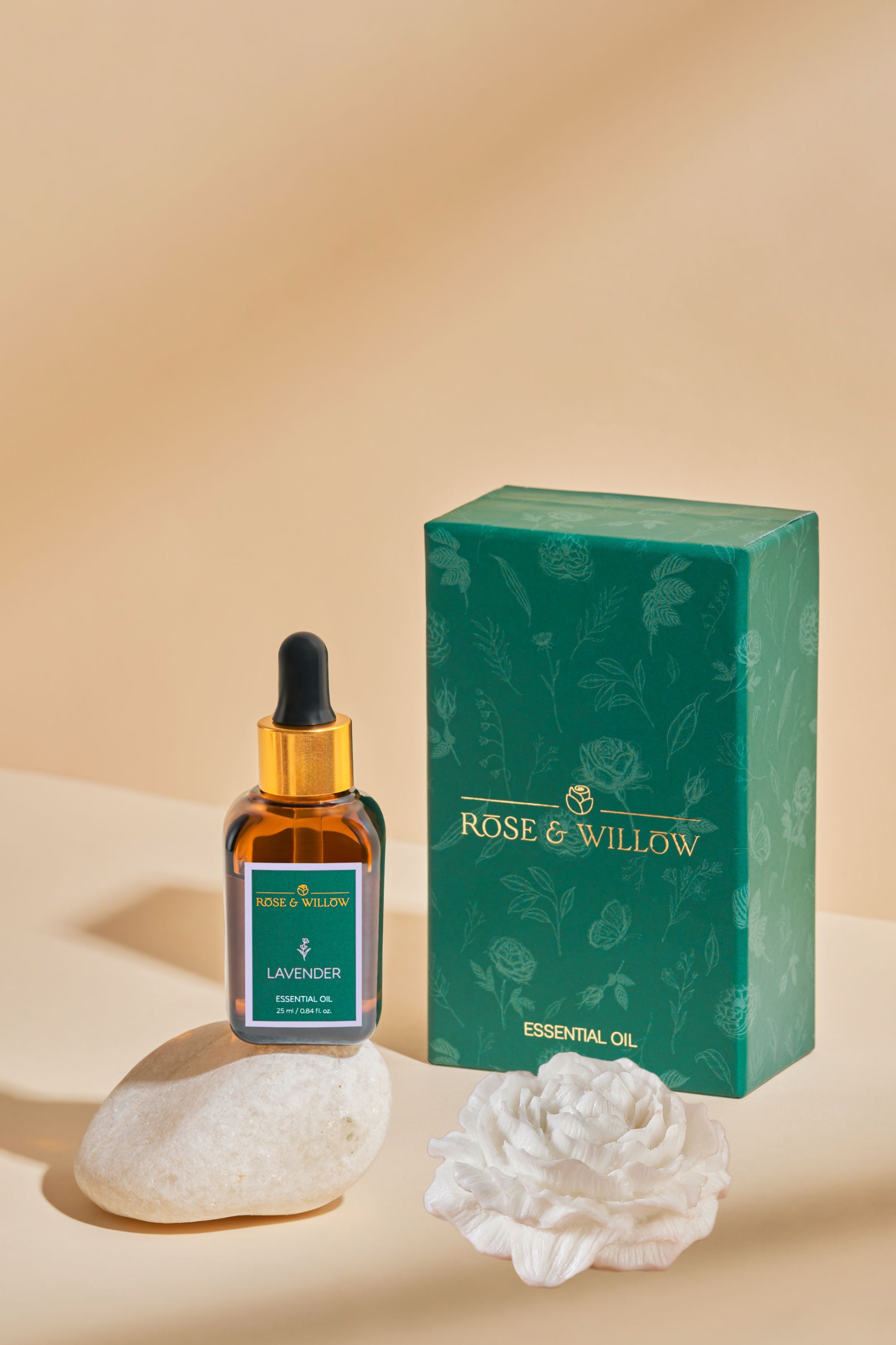 Lavender Essential Oil with a Ceramic Flower Diffuser